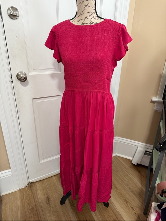 Dresses & Skirts - Flutter Sleeve Tiered Maxi Dress - Wine